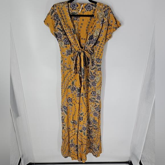 Free People Floral Golden Combo In The Mood For Love Jumpsuit S - Picture 3 of 11